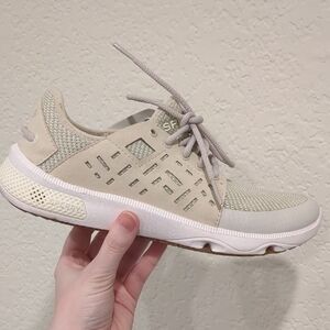 Sperry Women's Light Beige Knit Lace-Up Sneakers